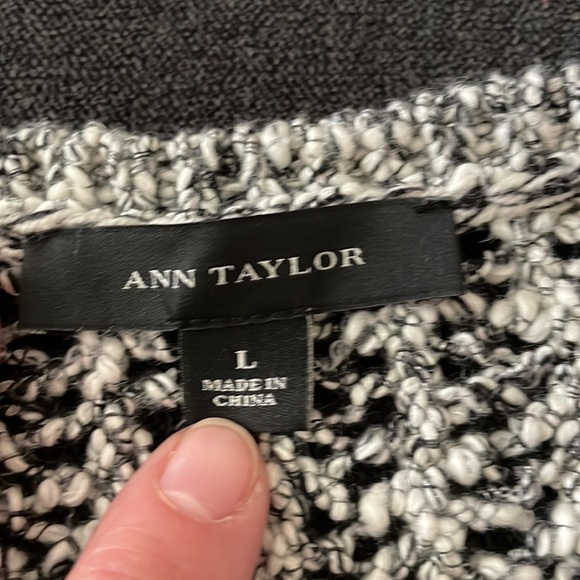 Super cute Ann Taylor open weave black and cream sweater. Super soft long sleeve - Picture 2 of 10